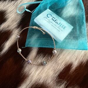 New authentic imperial jasper Tula Blue stone Bracelet with rope cord